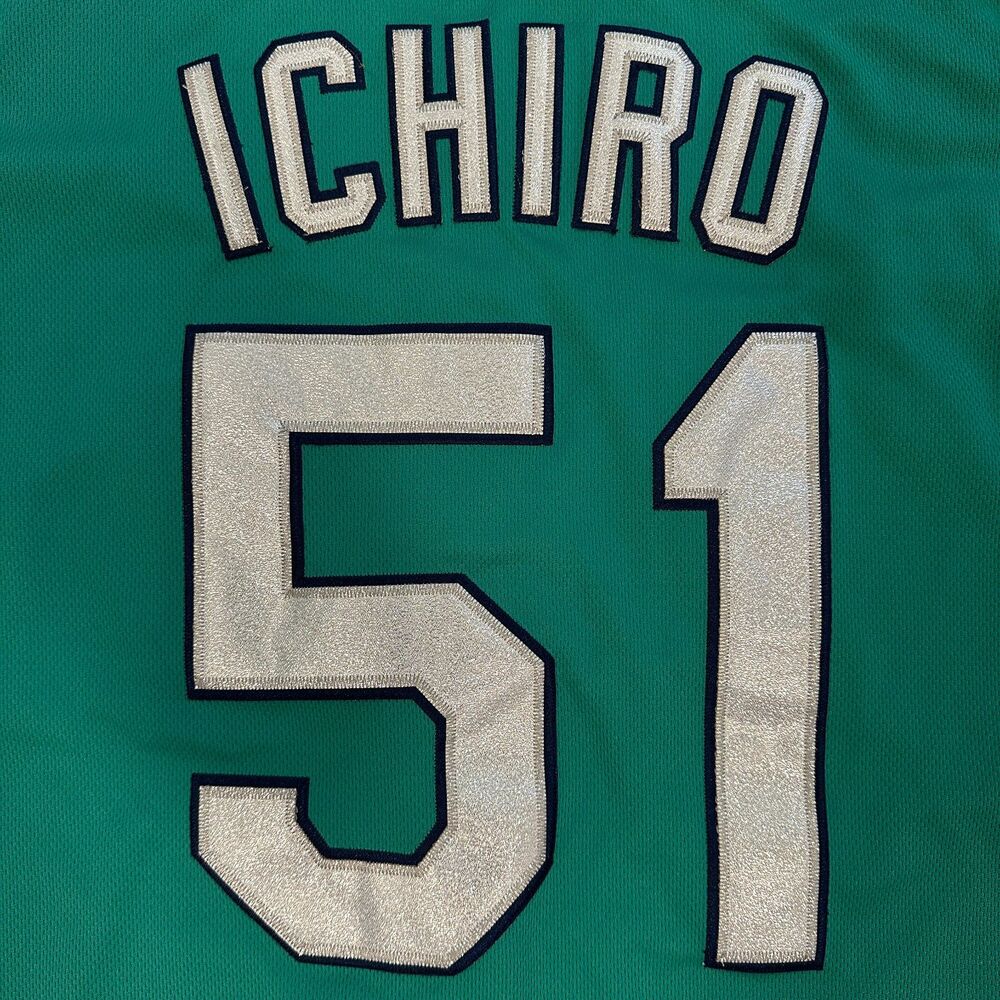 Nike Seattle Mariners Ichiro Suzuki Jersey Mens 44 Teal Excellent Stitched MLB - Picture 1 of 11